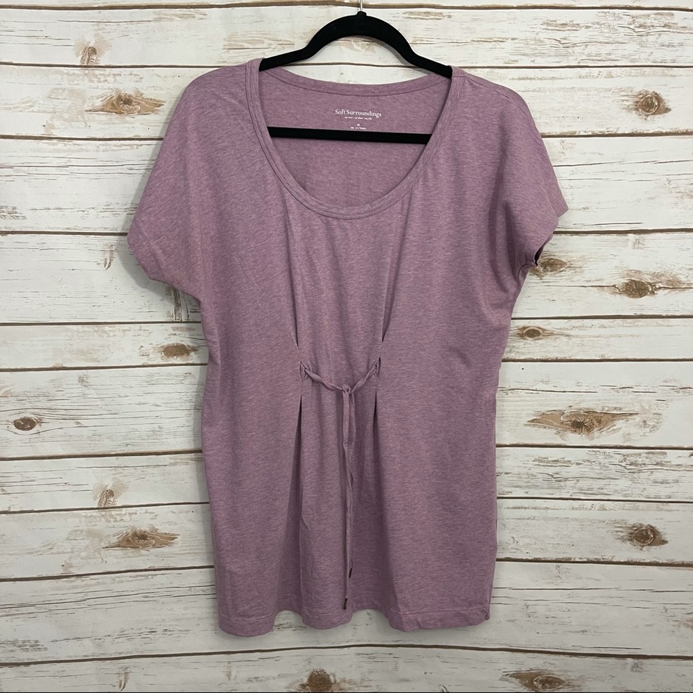 Soft Surroundings Front Drawstring Cap Sleeve Top - image 1